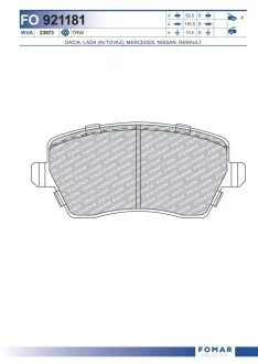 Колодки тормозные дисковые передние FOMAR FO 921181