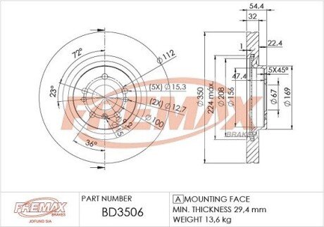 Диск тормозной FREMAX BD-3506