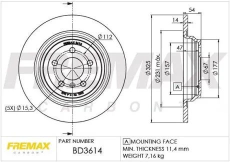 Тормозной диск FREMAX BD3614