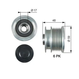 Шків генератора OPEL ASTRA J, ASTRA J GTC, INSIGNIA A, INSIGNIA A COUNTRY, ZAFIRA C 2.0D 07.08- Gates OAP7178 (фото 1)