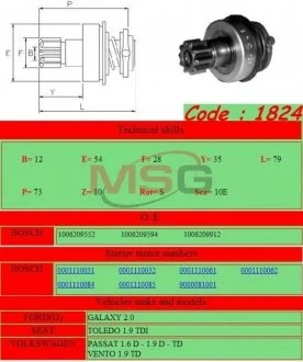 Бендикс стартера GHIBAUDI MARIO 1824 (фото 1)