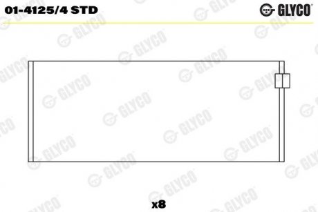 Вкладыши шатунные STD Psa 1.9 XU9 2C/S 83- Glyco 01-4125/4 STD