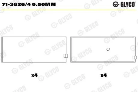 Пiдшипник шатуна (к-кт) Glyco 71-3626/4 0.50MM