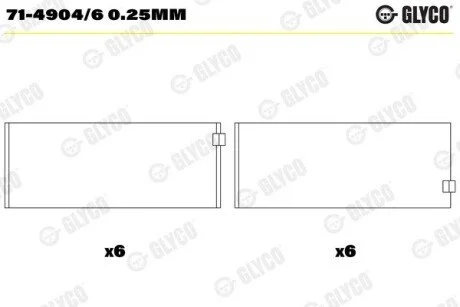 Підшипник ковзання TRUCK RVI Glyco 71-4904/6 0.25MM