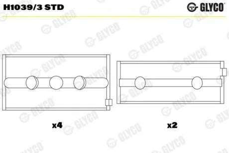 Вкладиш колінчастого валу Glyco H1039/3 STD