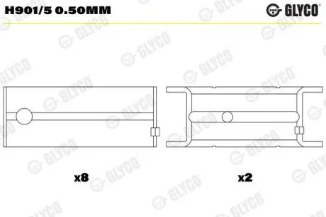 Вкладыши коренные Glyco H901/5 0.50MM