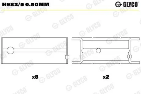 Вкладиші корінні Glyco H982/5 0.50MM