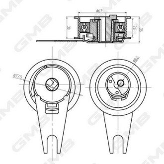 Ролик ГРМ Audi 80/Seat Toledo/VW Golf III/Passat 1.9TDI 91-99 (натяжний) (66.8х30.1) GMB GTB0630