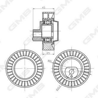 BMW Ролик направляющий клинового ремня 320/325/520/525 M50 90- GMB GTC0500 (фото 1)