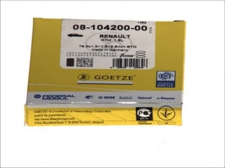 Кільця поршневі Renault GOETZE 08-104200-00