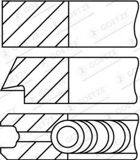 Кільця поршневі Peugeot 306/406 1.8i 95-04 (83.0mm/STD) (1.5-1.5-3) GOETZE 0832340010