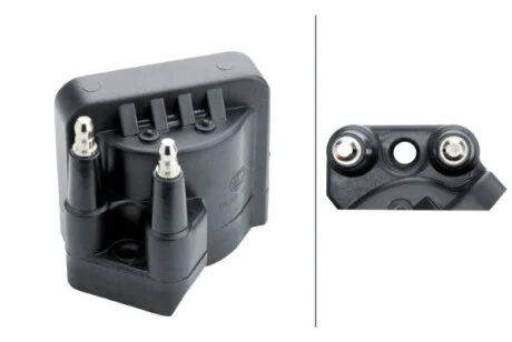 Котушка запалювання BUICK CENTURY, ELECTRA, LESABRE, PARK AVENUE, REGAL, RENDEZVOUZ, RIVIERA, SKYLARK, CADILLAC ALLANTE, DEVILLE, ELDORADO, SEVILLE, CHEVROLET BERETTA, CAMARO 4XE1-V-LR8 09.78- HELLA 5DA358168251 (фото 1)