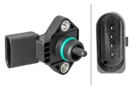 Датчик тиску у впускному колекторі (4 pin) AUDI 80 B4, A2, A3, A4 B5, A6 C5, ALLROAD C5, TT, FORD GALAXY I, SEAT ALHAMBRA, AROSA, LEON, TOLEDO II, SKODA FABIA I, FABIA I PRAKTIK 1.2D-4.2 09.91-12.13 HELLA 6PP358152-011