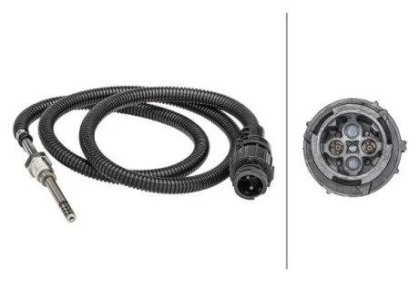 Датчик температури вихлопних газів (2PIN) RVI KERAX, MAGNUM, MIDLUM, PREMIUM 2, VOLVO 7700, 7900, 8300, 8500, 8700, 8900, 9300, 9400, 9500, 9700, 9900, B12, B5, B6, B7, B9, FE, FH, FH12 01.91- HELLA 6PT358181331