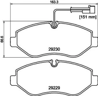 Гальмівні колодки, дискове гальмо (набір) HELLA 8DB355005611