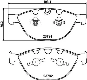 Тормозные колодки перед. BMW 5(E60)/7(E65) 04-10 (ATE) (193,2x79,2x20,8) PAGID HELLA 8DB355006-551