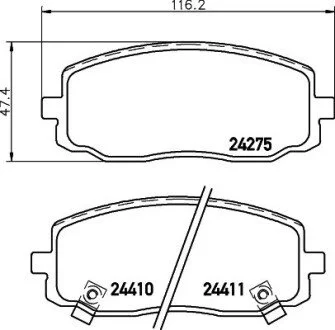 Гальмівні колодки, дискове гальмо (набір) HELLA 8DB355006571