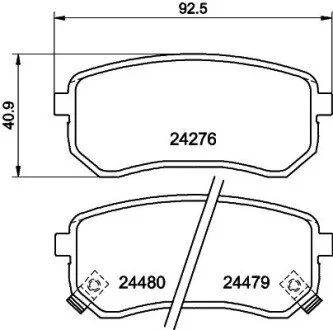 Гальмівні колодки, дискове гальмо (набір) HELLA 8DB355006581