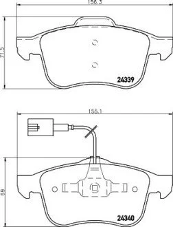 Гальмівні колодки, дискове гальмо (набір) HELLA 8DB355006901