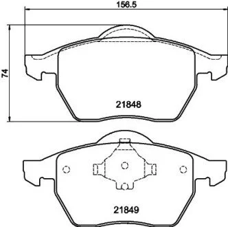 Гальмівні колодки, дискове гальмо (набір) HELLA 8DB355008001