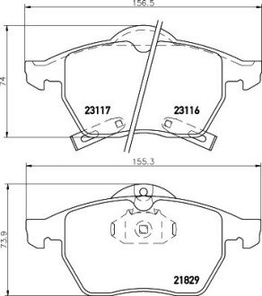 Гальмівні колодки, дискове гальмо (набір) HELLA 8DB355008041
