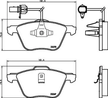 Гальмівні колодки, дискове гальмо (набір) HELLA 8DB355008921