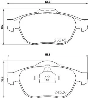 Гальмівні колодки перед. Renault Laguna 01- (ATE) (156,3x68,5x18) HELLA 8DB355009-101