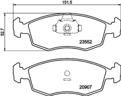 Гальмівні колодки, дискове гальмо (набір) HELLA 8DB355009131