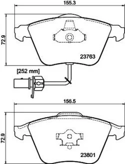 Тормозные колодки дисковые перед, Audi A4 1.6-3.2FSi/A6 III/A6 Quattro III 4.2 04- /T-5 HELLA 8DB 355 009-201