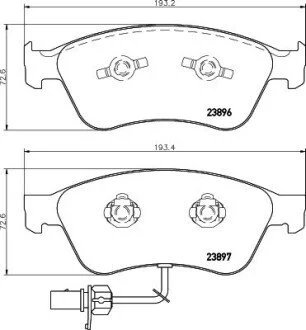 Колодки гальмівні дискові комплект; передн. 4E0698151J VAG HELLA 8DB355009211