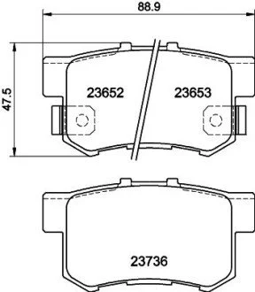 Гальмівні колодки, дискове гальмо (набір) HELLA 8DB355009581