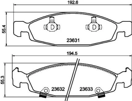 Гальмівні колодки, дискове гальмо (набір) HELLA 8DB355009881