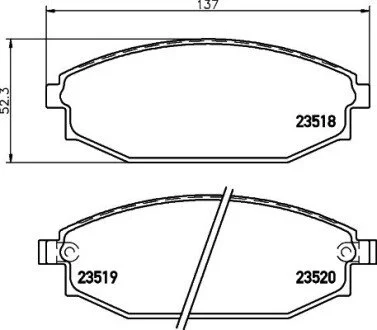 Гальмівні колодки, дискове гальмо (набір) HELLA 8DB355009961