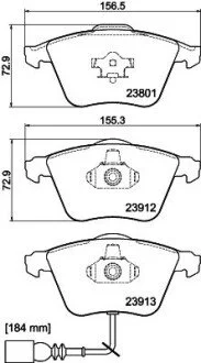 Гальмівні колодки, дискове гальмо (набір) HELLA 8DB355010351
