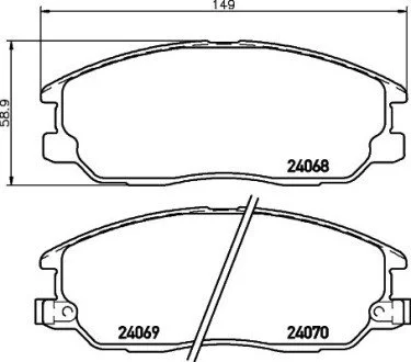 Гальмівні колодки, дискове гальмо (набір) HELLA 8DB355010451