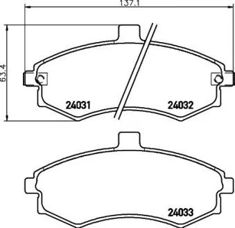 Тормозные колодки перед. Elantra/Matrix 1.5-2.0 00-10 PAGID HELLA 8DB355010-481