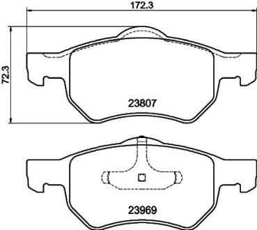 Гальмівні колодки, дискове гальмо (набір) HELLA 8DB355010641