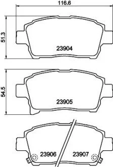 Гальмівні колодки, дискове гальмо (набір) HELLA 8DB355010901