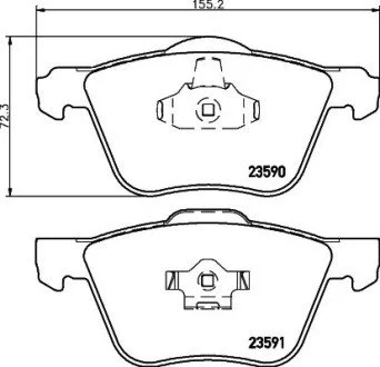 Гальмівні колодки, дискове гальмо (набір) HELLA 8DB355011571