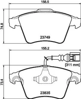 Колодки тормозные передние VW Touareg 02-10 (ATE) PAGID HELLA 8DB355011-621