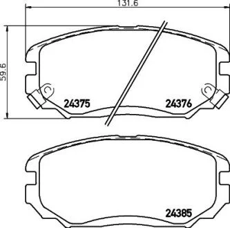 Тормозные колодки перед. Hyundai Tucson 04-10 (mando) (131,5x60,2x17,5) PAGID HELLA 8DB355012-461