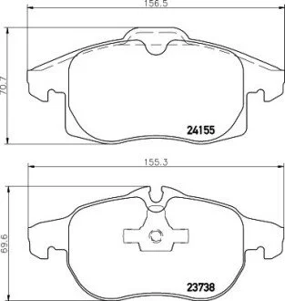 Гальмівні колодки, дискове гальмо (набір) HELLA 8DB355012681