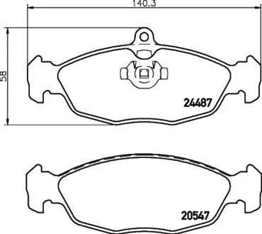 Гальмівні колодки, дискове гальмо (набір) HELLA 8DB355013031