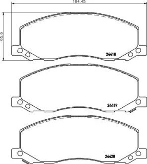 Гальмівні колодки, дискове гальмо (набір) HELLA 8DB355013061