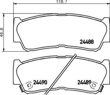 Тормозные колодки зад. Hyundai Santa Fe 06-12 (mando) (118,6x47x15,6) PAGID HELLA 8DB355013-081