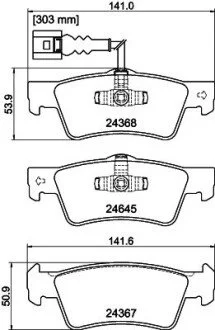 Гальмівні колодки дискові зад. VW Multivan, T5 1.9TDI/2.5TDI/3.2i V6 4-motion 04.03-11.09 HELLA 8DB 355 013-841