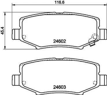 Тормозные колодки дисковые зад. Dodge Nitro 07-08/08- HELLA 8DB 355 014-381