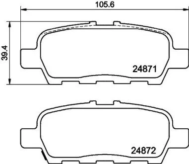 Гальмівні колодки, дискове гальмо (набір) HELLA 8DB355014561