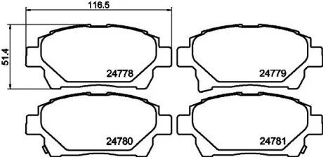 Гальмівні колодки, дискове гальмо (набір) HELLA 8DB355014601