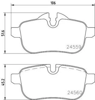 Гальмівні колодки, дискове гальмо (набір) HELLA 8DB355014621 (фото 1)